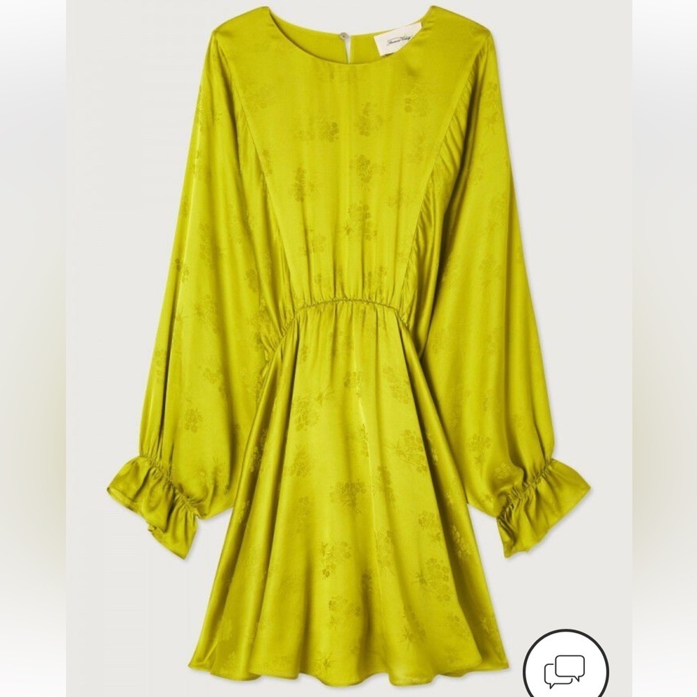 American Vintage NWT Large Anise Viscose Mini Dress Italian Designer - Picture 5 of 10